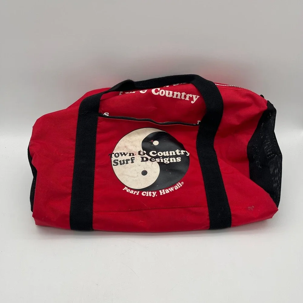 Vintage 80s Town & Country Surf Designs Red‎ Duffel Bag Pearl City Hawaii